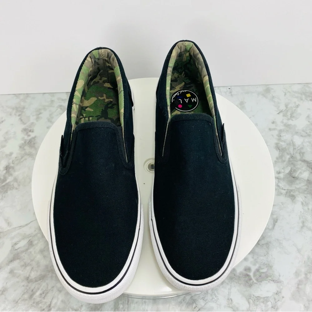 MAUI Sons Sneaker Men 9 Black Camo Slip On New Skater Comfort Board Shoes Casual